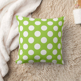 Coussin Motif à points Polka vert et blanc