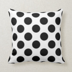Coussin Motif à pois flous noir et blanc