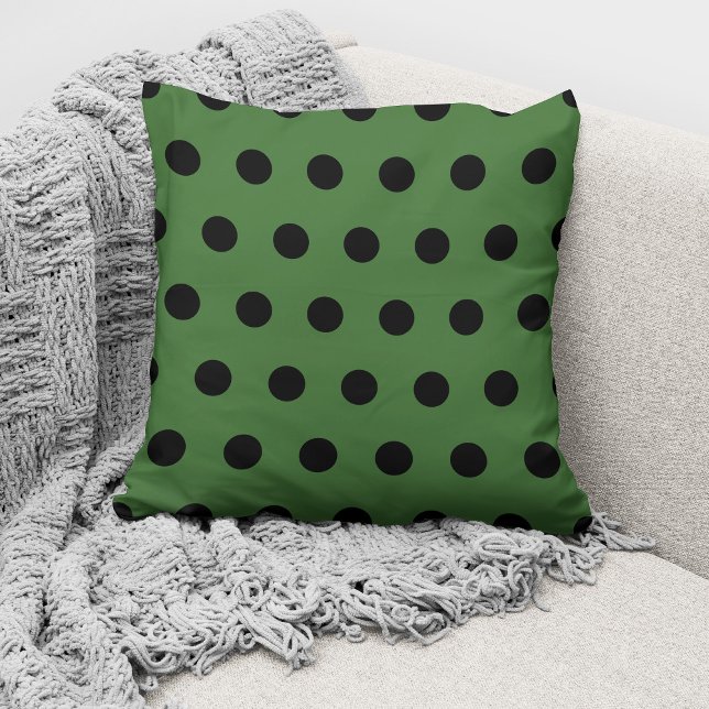 Coussin Motif à pois noir et vert moderne (Créateur téléchargé)