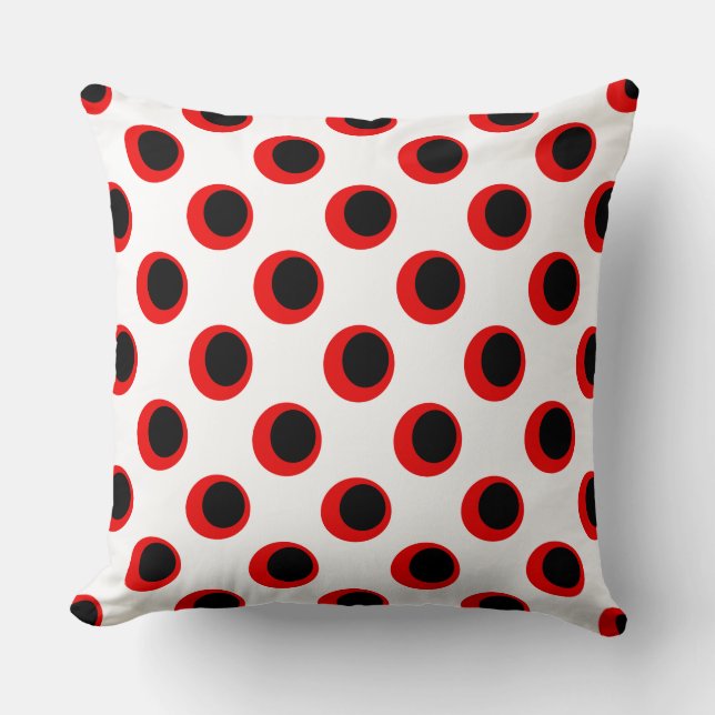 Coussin Motif à pois noirs et rouges (Recto)