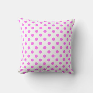 Coussin Motif à pois roses sur fond blanc
