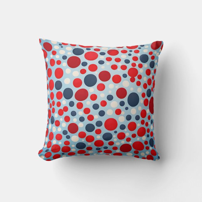 Coussin Motif à pois rouge bleu (Recto)