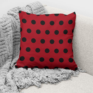 Coussin Motif à pois rouges et noirs modernes