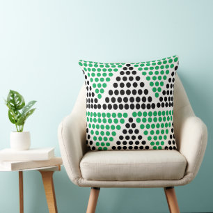 Coussin Motif à pois triangle vert noir