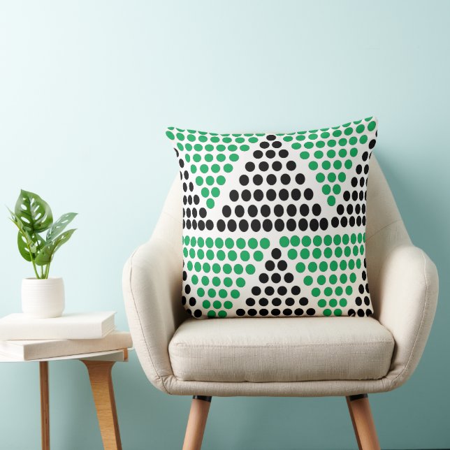 Coussin Motif à pois triangle vert noir (Chaise)