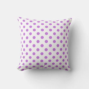 Coussin Motif à pois violets sur fond blanc