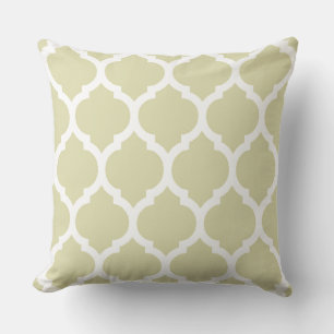 Coussin Motif à quatre feuilles en treillis marocain blanc