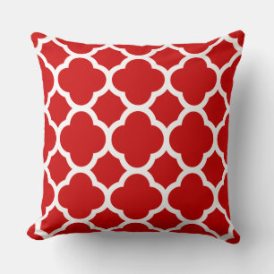 Coussin Motif à quatre feuilles rouge et blanc