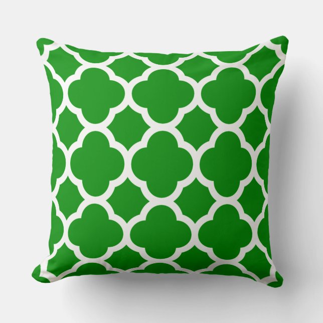 Coussin Motif à quatre feuilles vert et blanc (Recto)