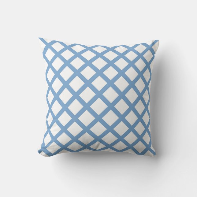 Coussin Motif à rayures diamantées arlequin bleu blanc  (Recto)