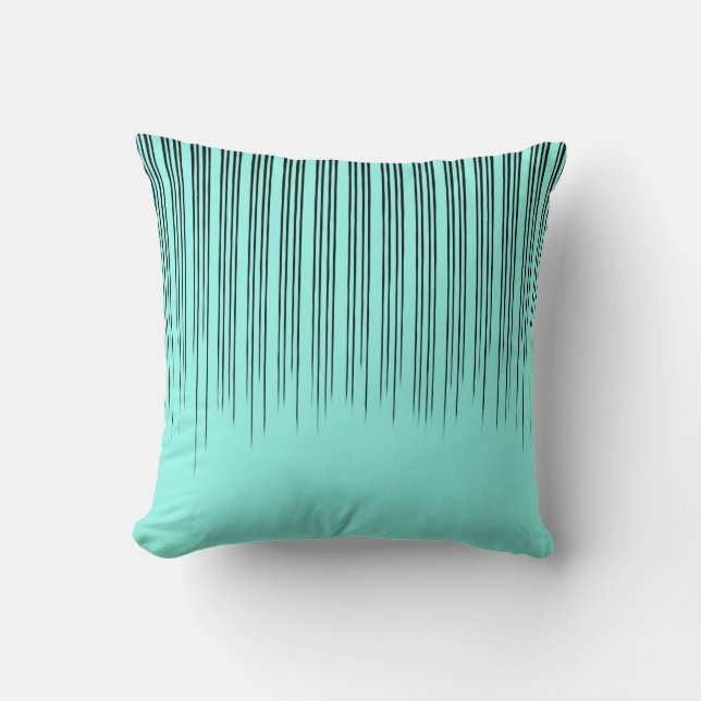 Coussin Motif à rayures élégant noir/turquoise (Recto)
