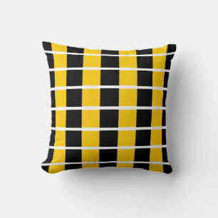Coussin Motif à rayures jaune noir et blanc