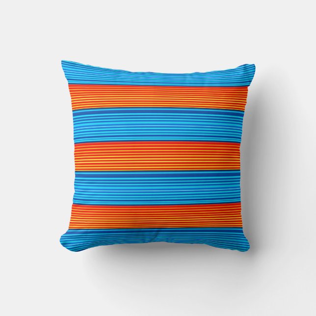 Coussin Motif à rayures orange et bleu (Recto)