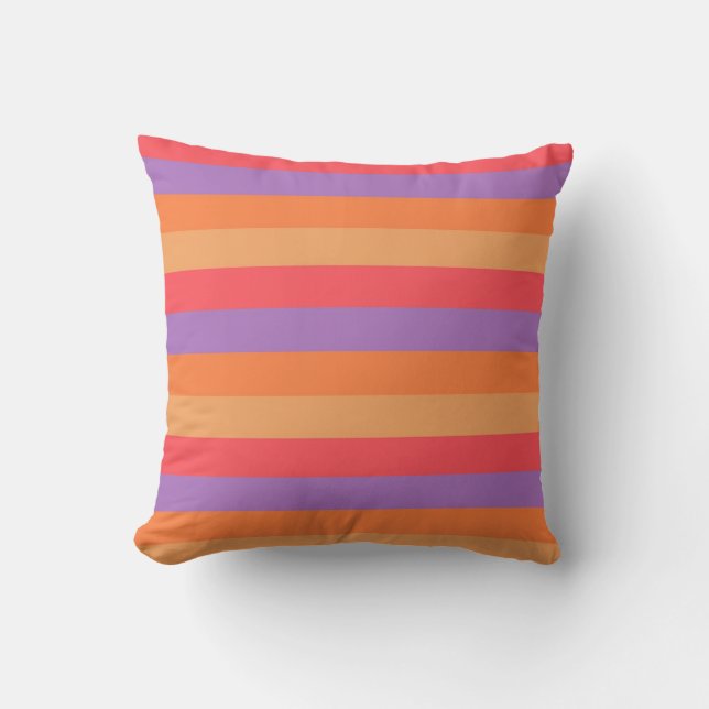 Coussin Motif à rayures tendance violet et orange (Recto)