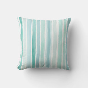 Coussin Motif à rayures verticales aquarelle aqua côtier