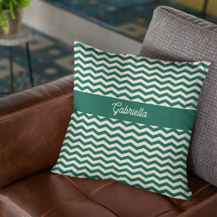 Coussin Motif à rayures zig zag Chevron vert sarcelle