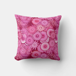 Coussin Motif à spirale fractale, Magenta, Rose et Bourgog