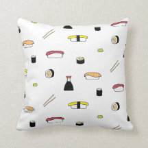 Motif à thème Sushi | Jeu de sushis blanc illustré