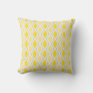 Coussin Motif à Treillis Jaune et Gris Chic