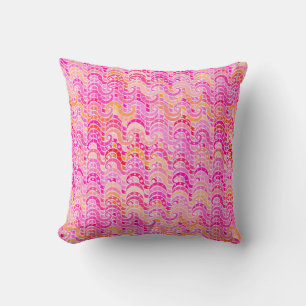Coussin motif à vague Abstraite - rose, orange et fuchsia