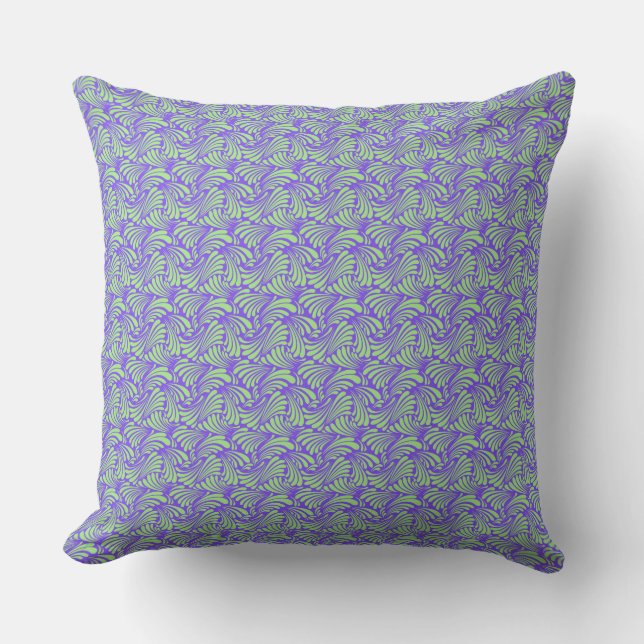 Coussin Motif à vague bleu et menthe moderne (Recto)