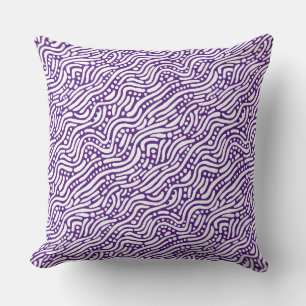 Coussin Motif Abstrait 110523 - Blanc sur Royal Purple