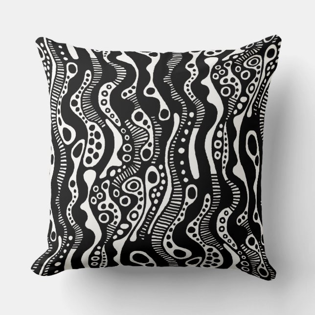 Coussin Motif Abstrait 130621 - Noir sur blanc (Recto)
