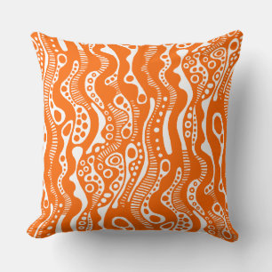 Coussin Motif Abstrait 130621 - Orange et blanc