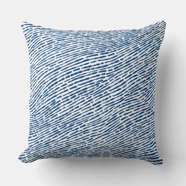 Coussin Motif Abstrait 140523 - Shibori bleu et blanc (Recto)