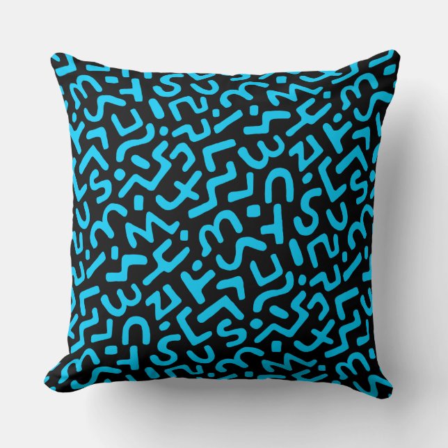 Coussin Motif Abstrait 170822 - Ciel bleu sur noir (Recto)