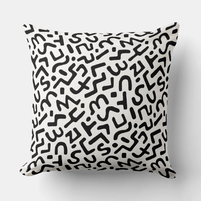 Coussin Motif Abstrait 170822 - Noir sur blanc (Recto)