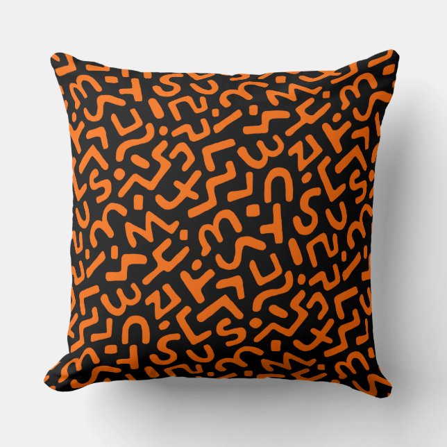 Coussin Motif Abstrait 170822 - Orange sur noir (Recto)