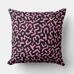 Coussin Motif Abstrait 170822 - Rose sur noir