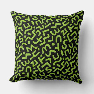 Coussin Motif Abstrait 170822 - Vert Martien sur Noir