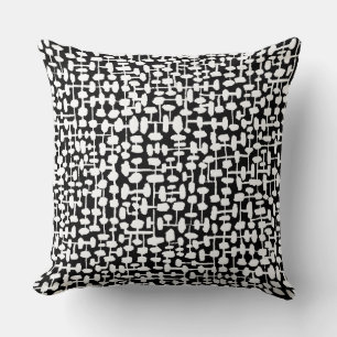 Coussin motif Abstrait 190621 Blanc sur noir