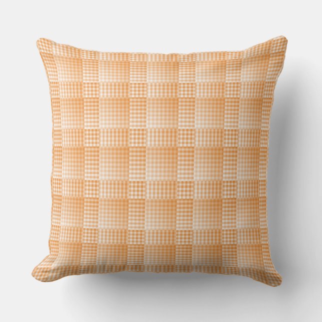 Coussin Motif abstrait à carreaux orange et blanc (Recto)