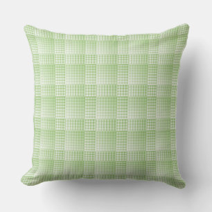 Coussin Motif abstrait à carreaux verts et blancs