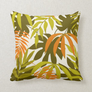 Coussin Motif Abstrait avec Feuilles tropicaux