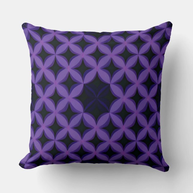 Coussin Motif Abstrait avec Pétales Géométriques Violets (Recto)