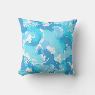 Coussin Motif abstrait bleu clair et blanc