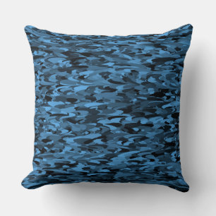 Coussin Motif Abstrait Bleu Noir