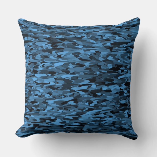 Coussin Motif Abstrait Bleu Noir (Recto)