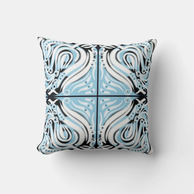 Coussin Motif Abstrait bleu noir (Recto)