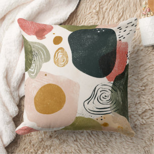 Coussin Motif Abstrait Bohème Organique dans une Tonalité