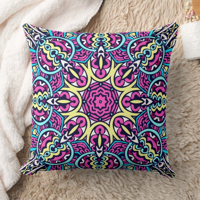 Coussin Motif Abstrait Boho Mandala (Couverture)