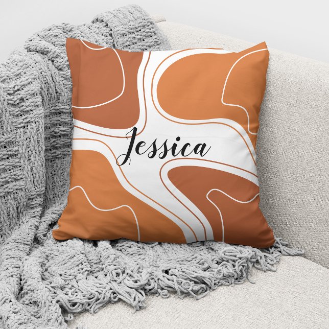 Coussin Motif abstrait boho moderne en terre cuite marron  (Créateur téléchargé)