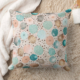 Coussin Motif Abstrait chatoyant en Turquoise, Rose
