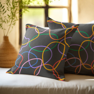 Coussin Motif Abstrait coloré Wavy Lines