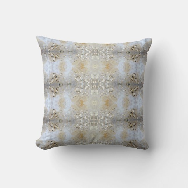 Coussin Motif abstrait crème sur fond blanc (Recto)