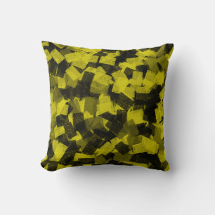 Coussin Motif Abstrait Cubisme Jaune Noir